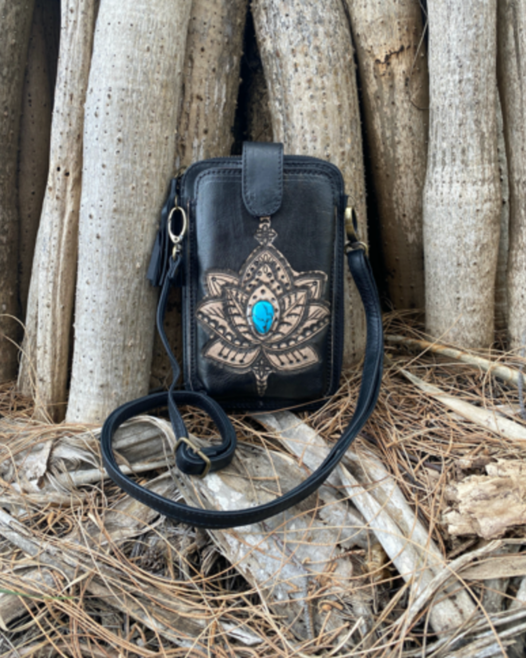 Lotus ~ Leather phone wallet