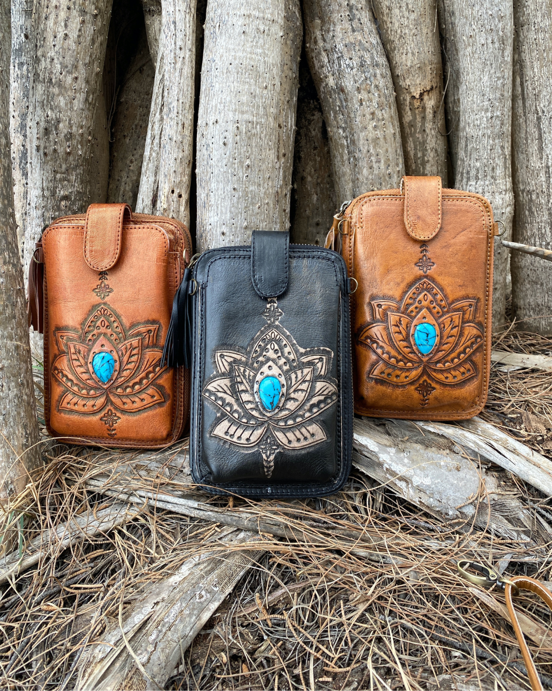 Lotus ~ Leather phone wallet