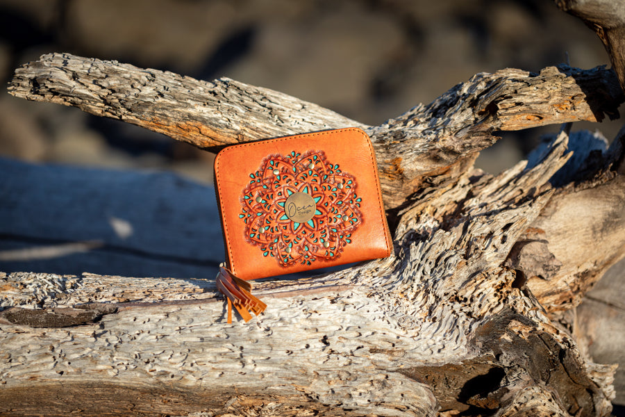 Mini - Mandala Leather Wallet