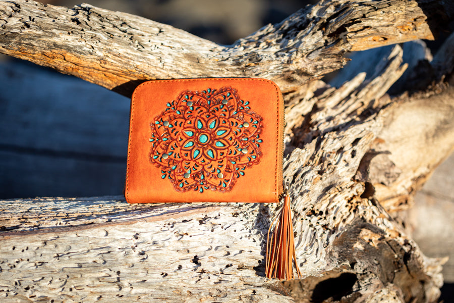 Mini - Mandala Leather Wallet
