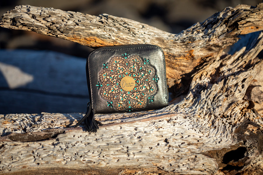 Mini - Mandala Leather Wallet