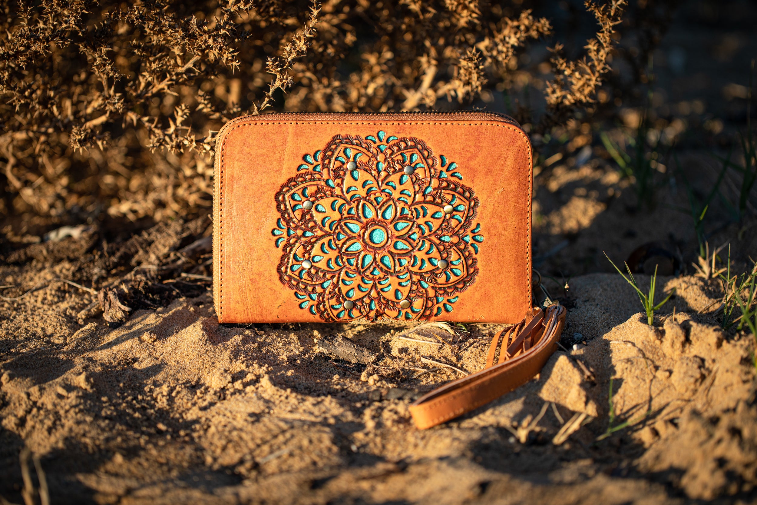 Sage Mandala Leather Wallet