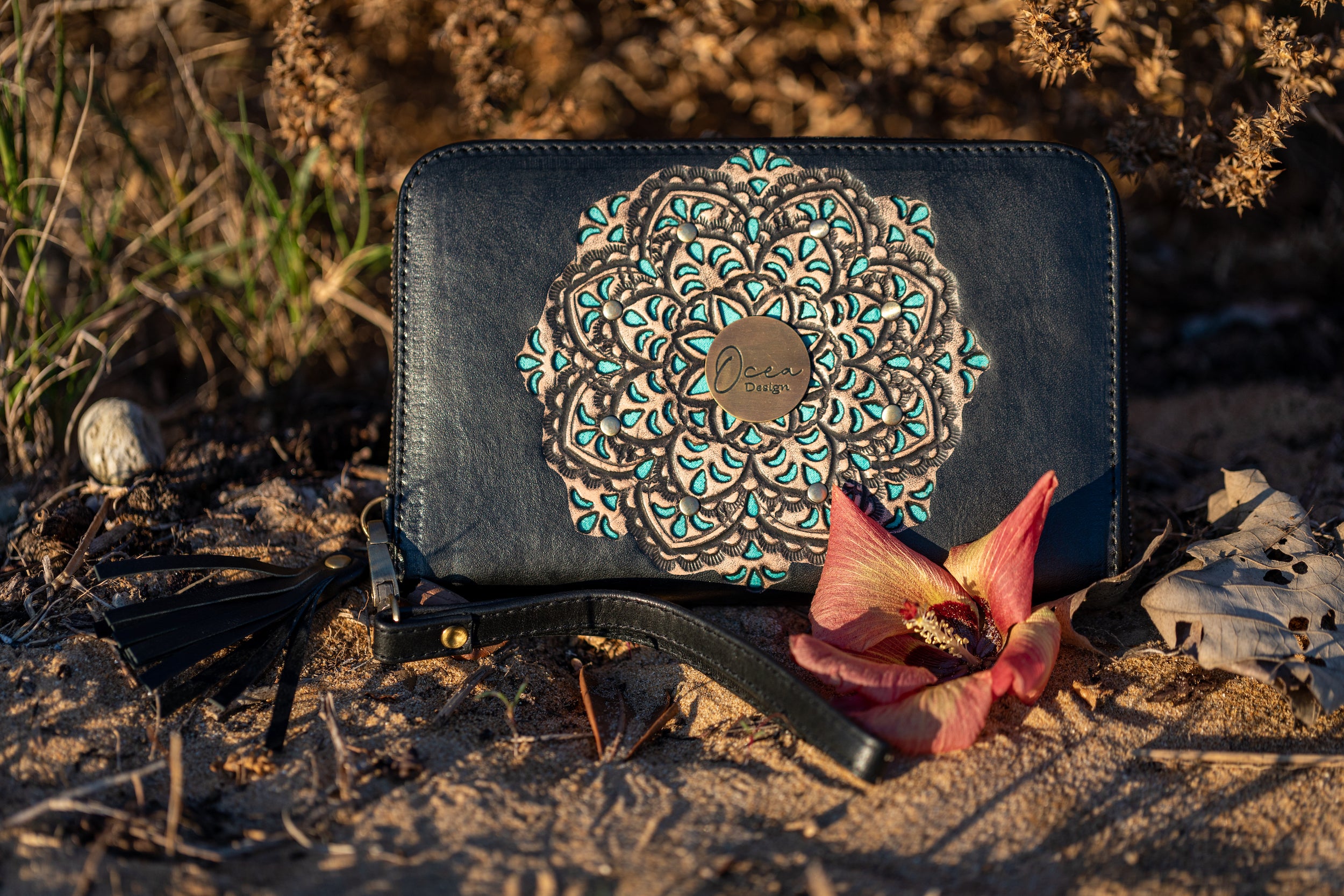Sage Mandala Leather Wallet