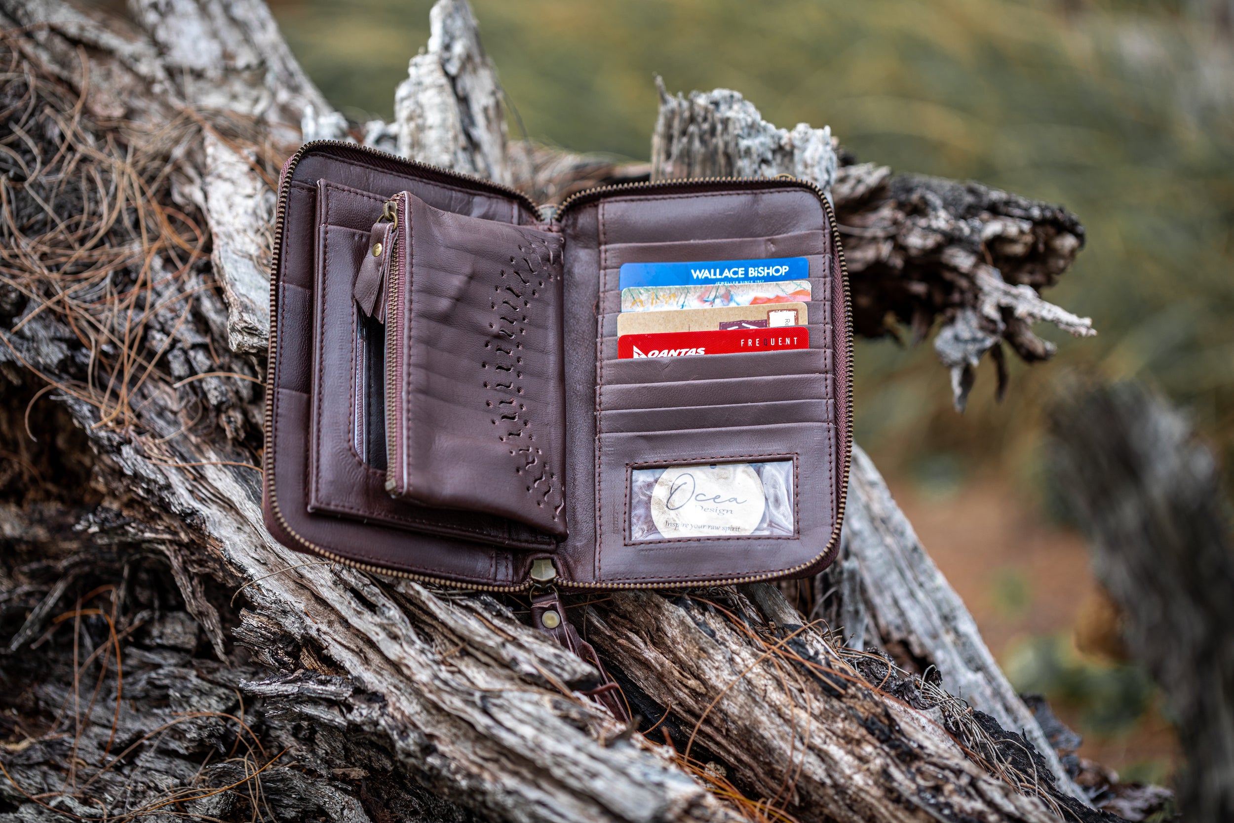 Sage ~ Leather Wallet With Portrait Crossbody, Shoulder Strap