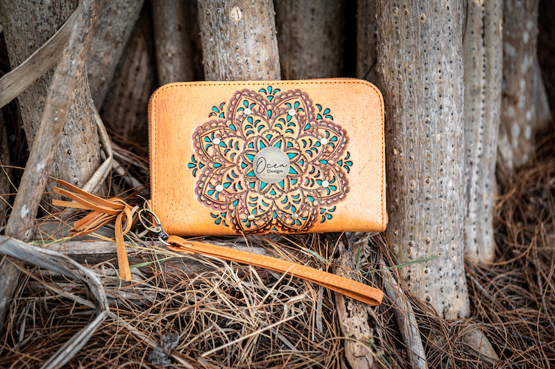 Sage Mandala Leather Wallet