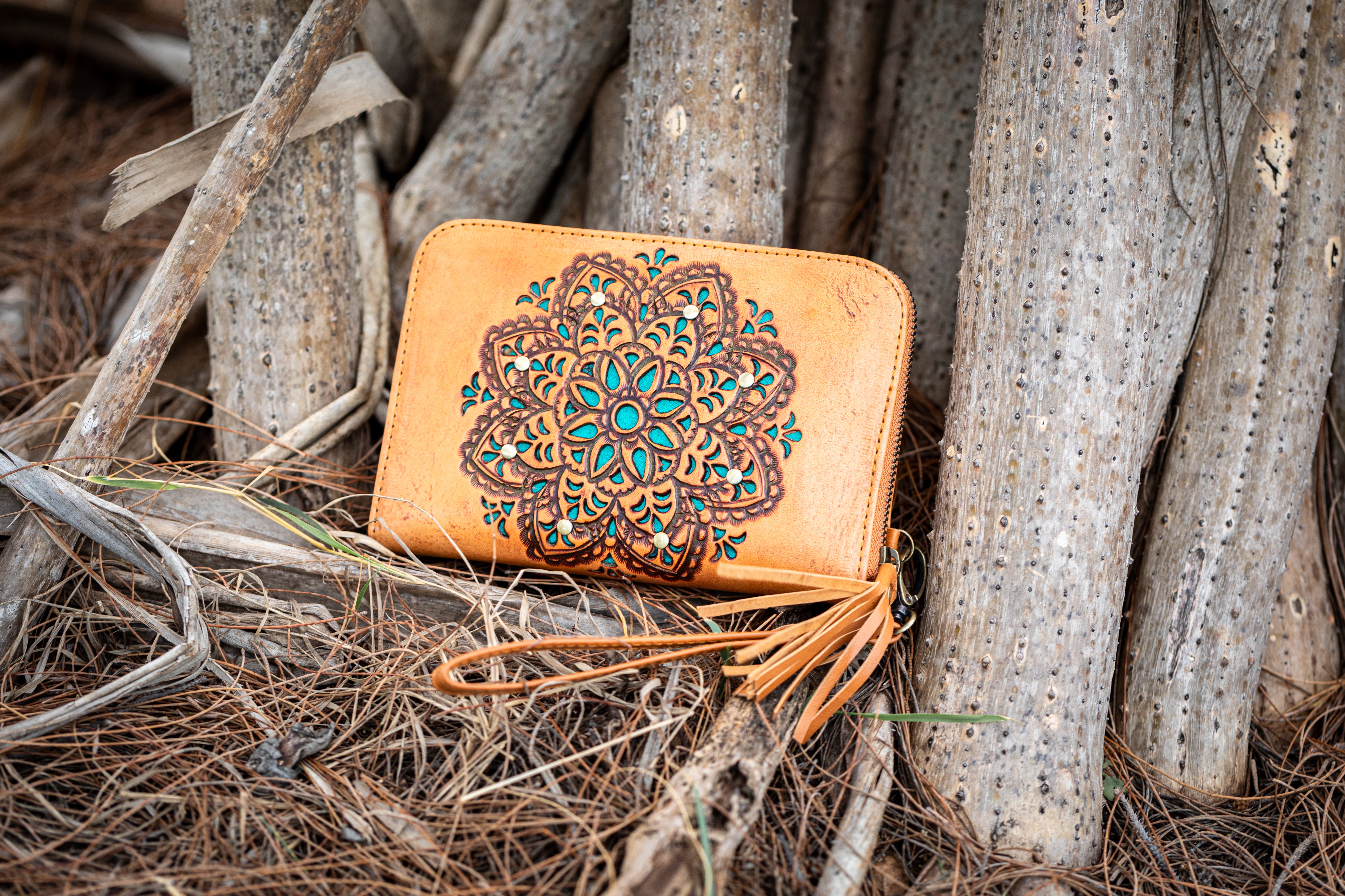 Sage Mandala Leather Wallet