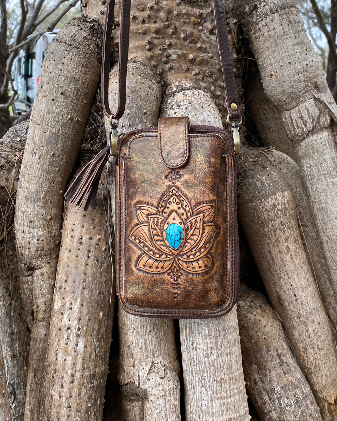 Lotus ~ Leather phone wallet