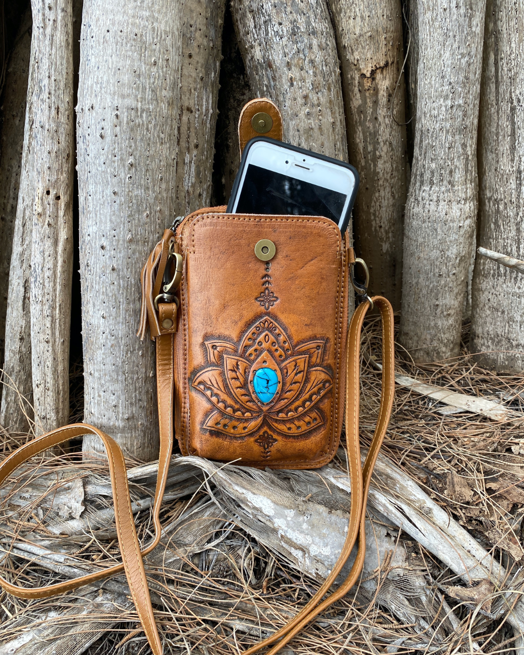 Lotus ~ Leather phone wallet