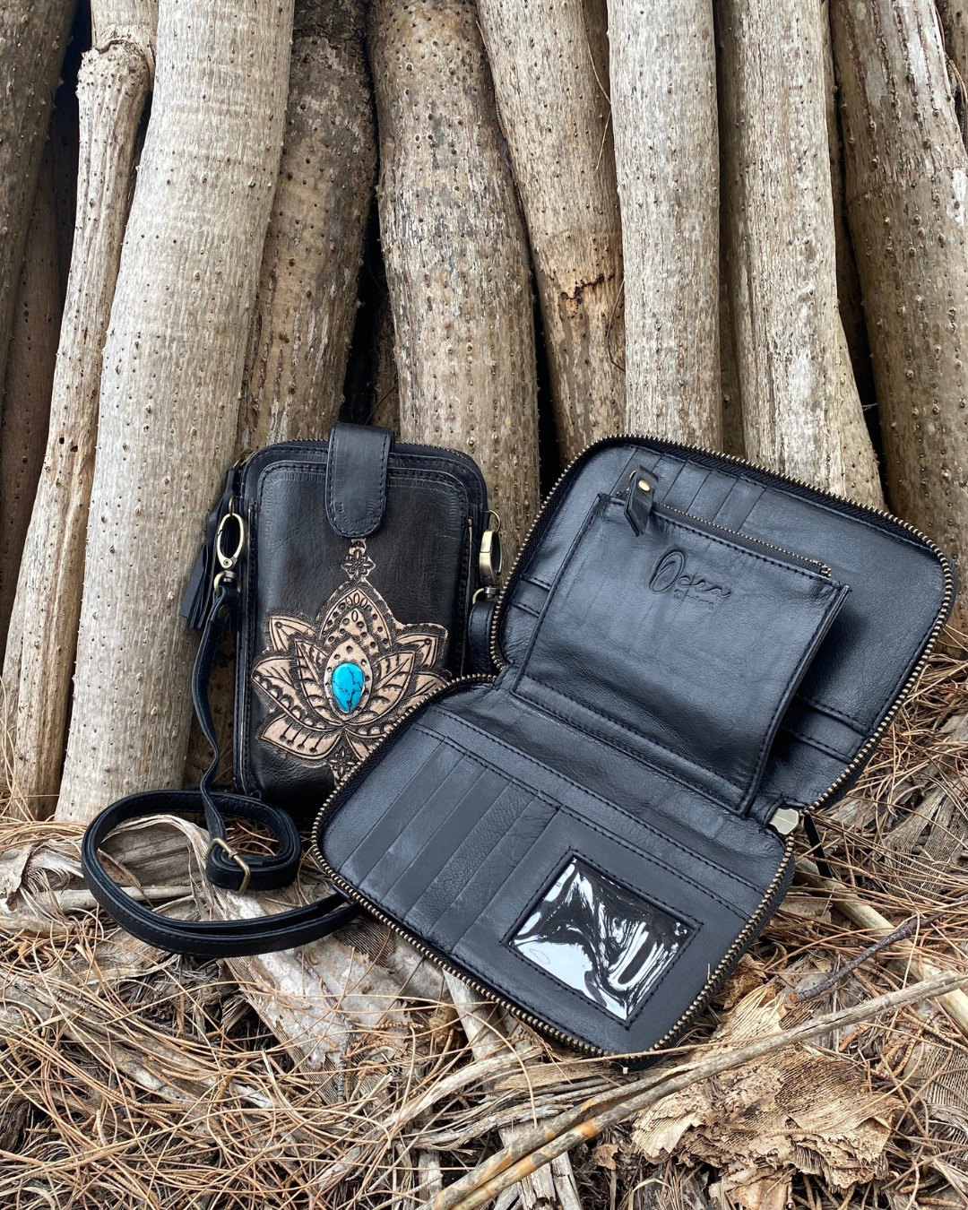 Lotus ~ Leather phone wallet