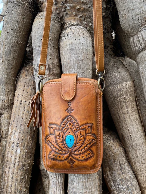 Lotus ~ Leather phone wallet