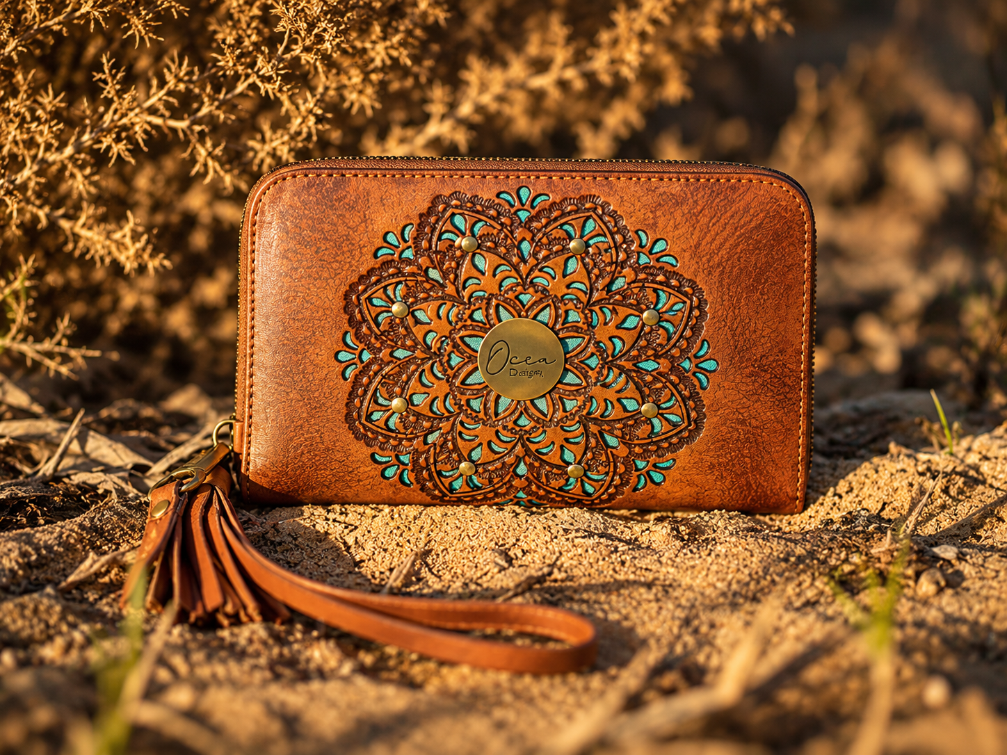 Sage Mandala Leather Wallet