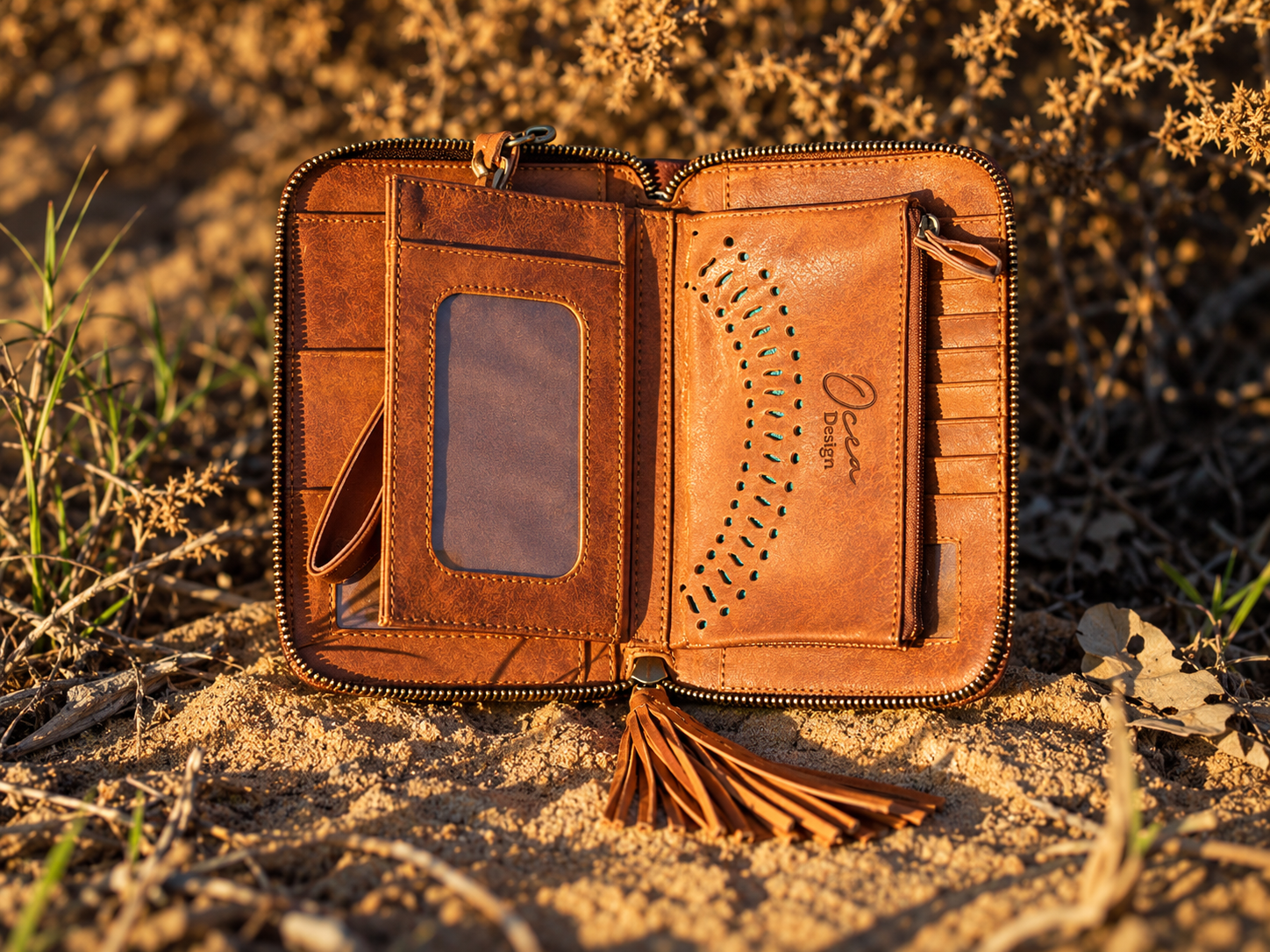 Sage Mandala Leather Wallet