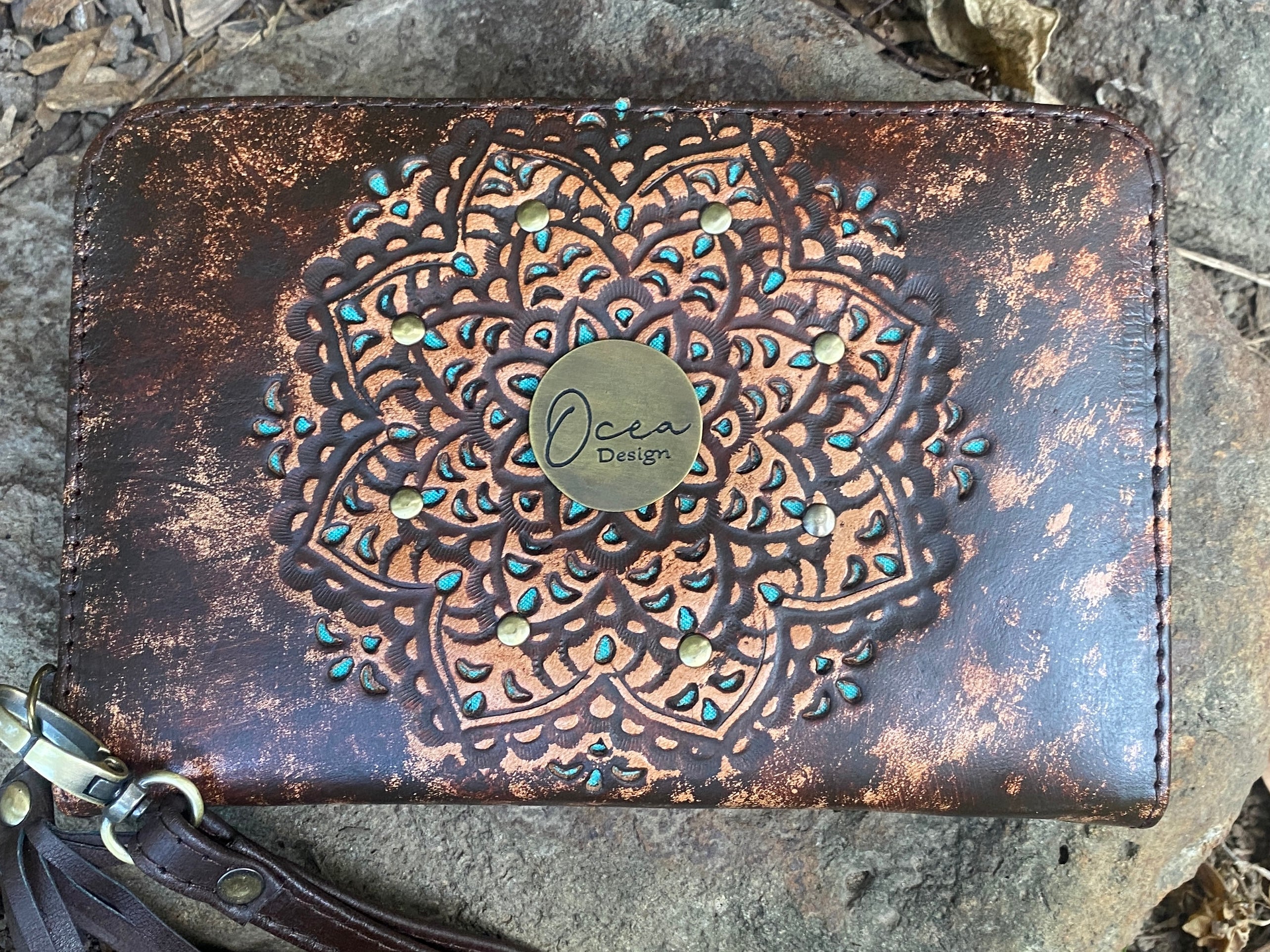 Sage Mandala Leather Wallet