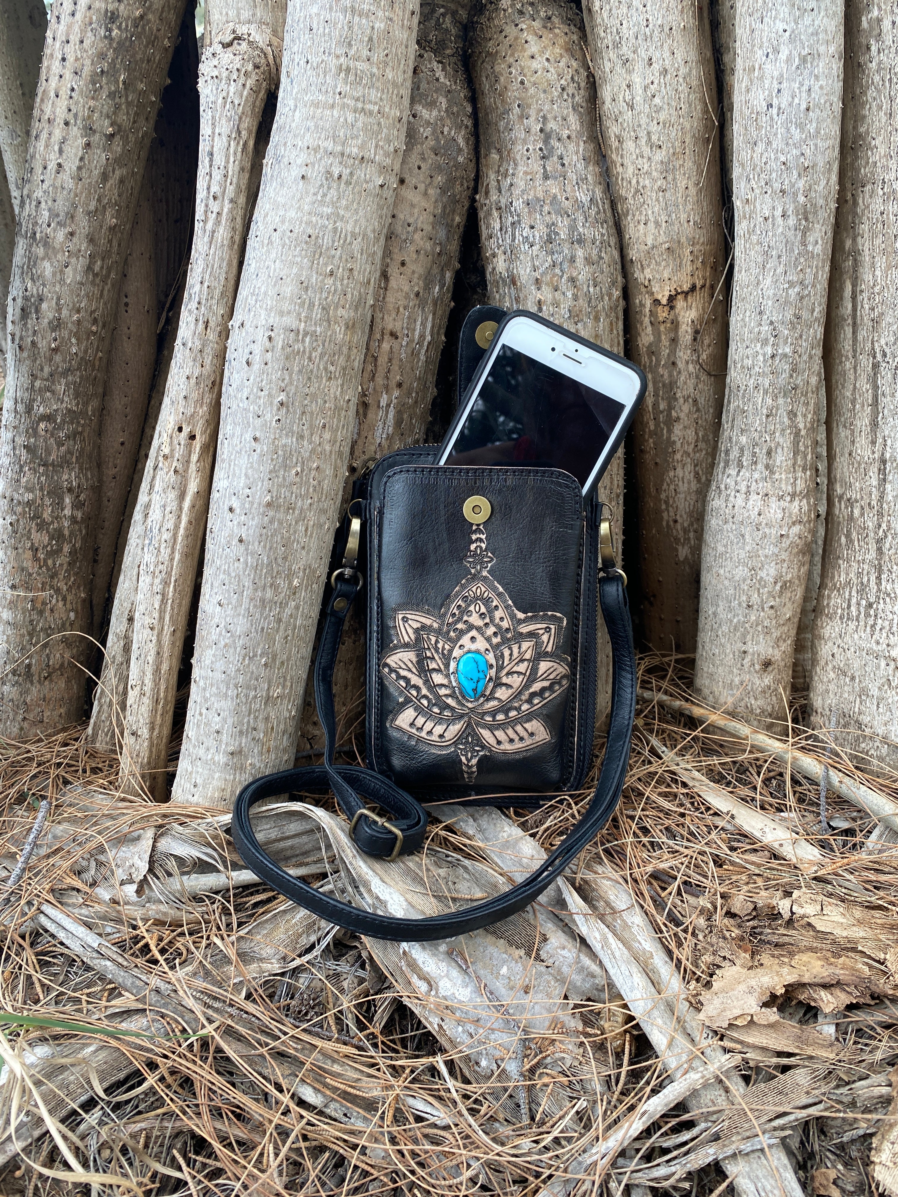 Lotus ~ Leather phone wallet