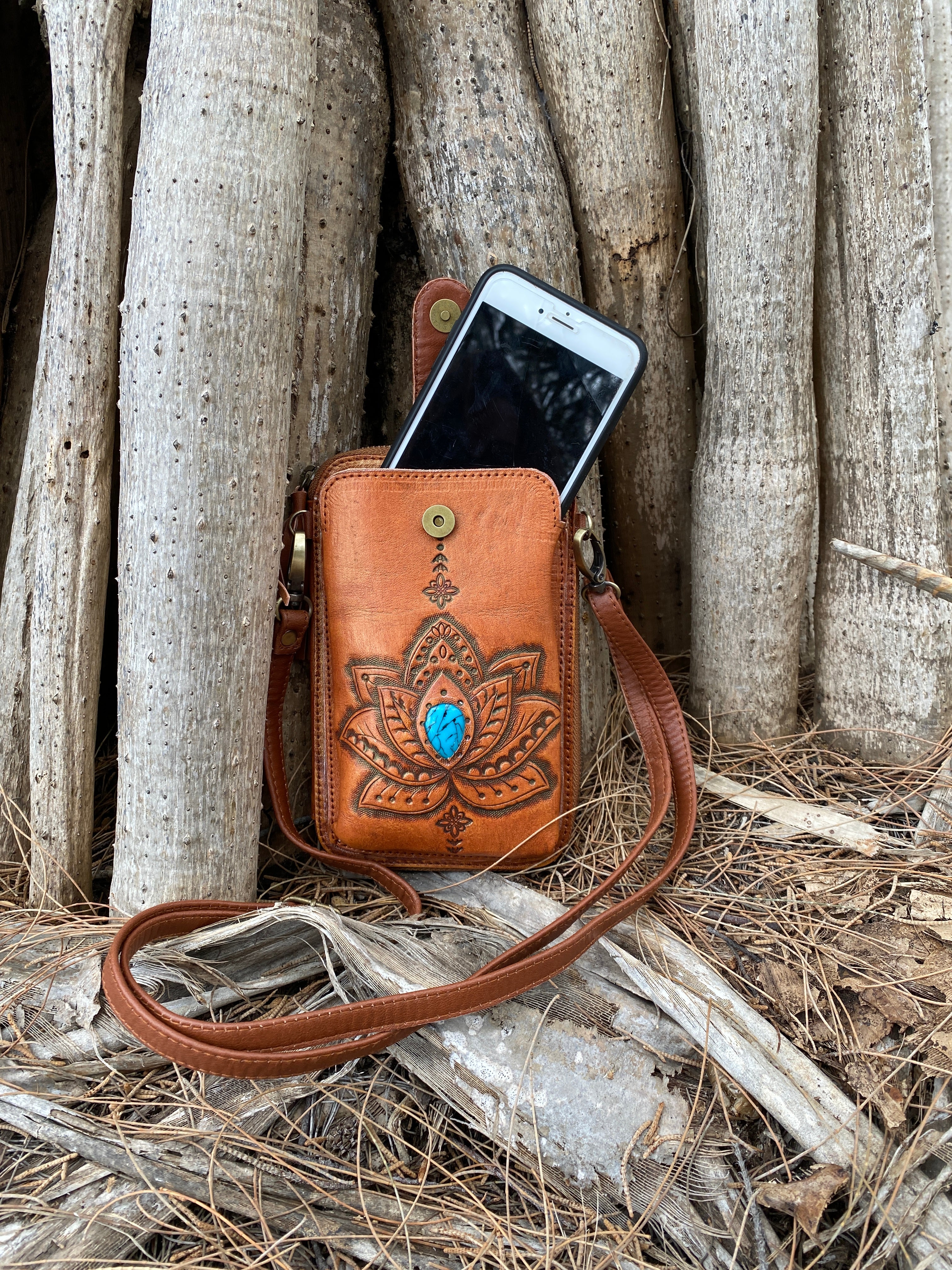 Lotus ~ Leather phone wallet