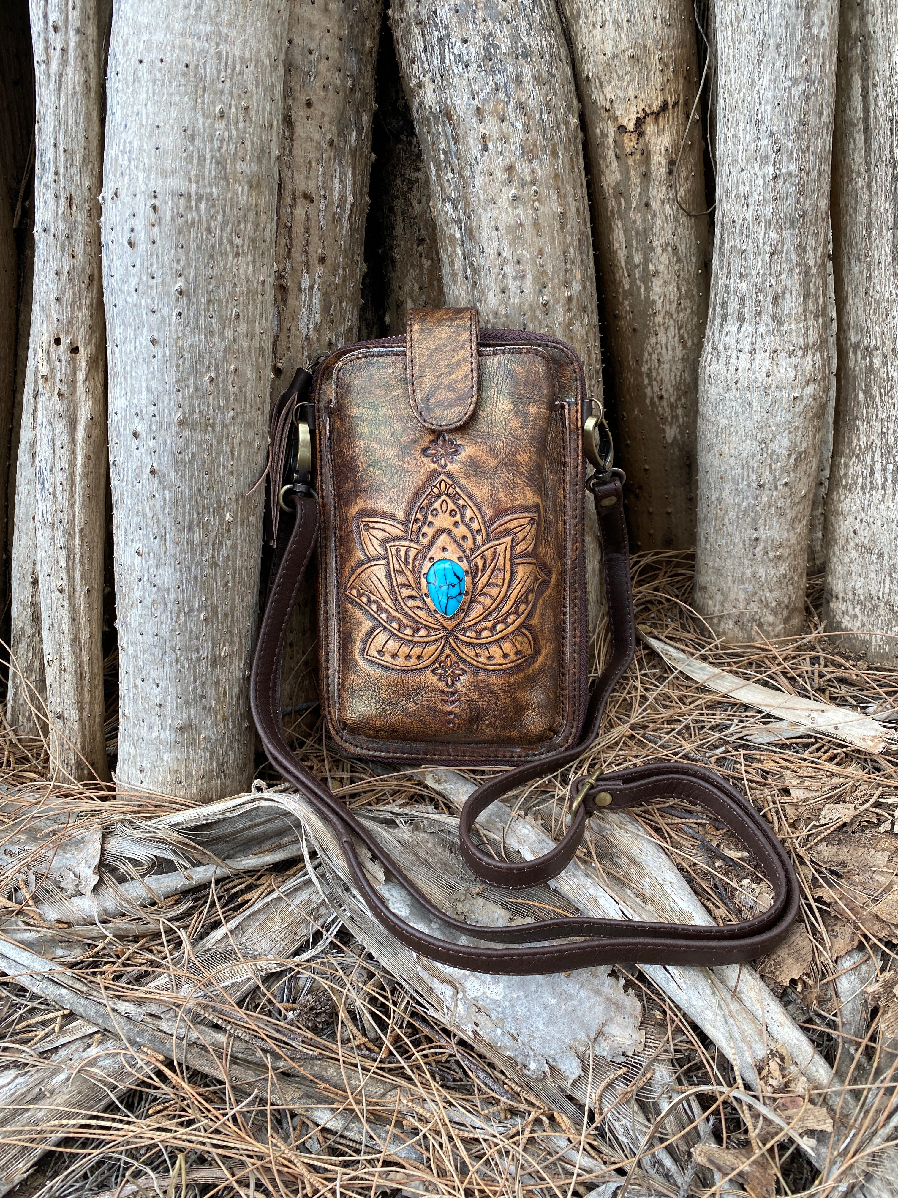 Lotus ~ Leather phone wallet