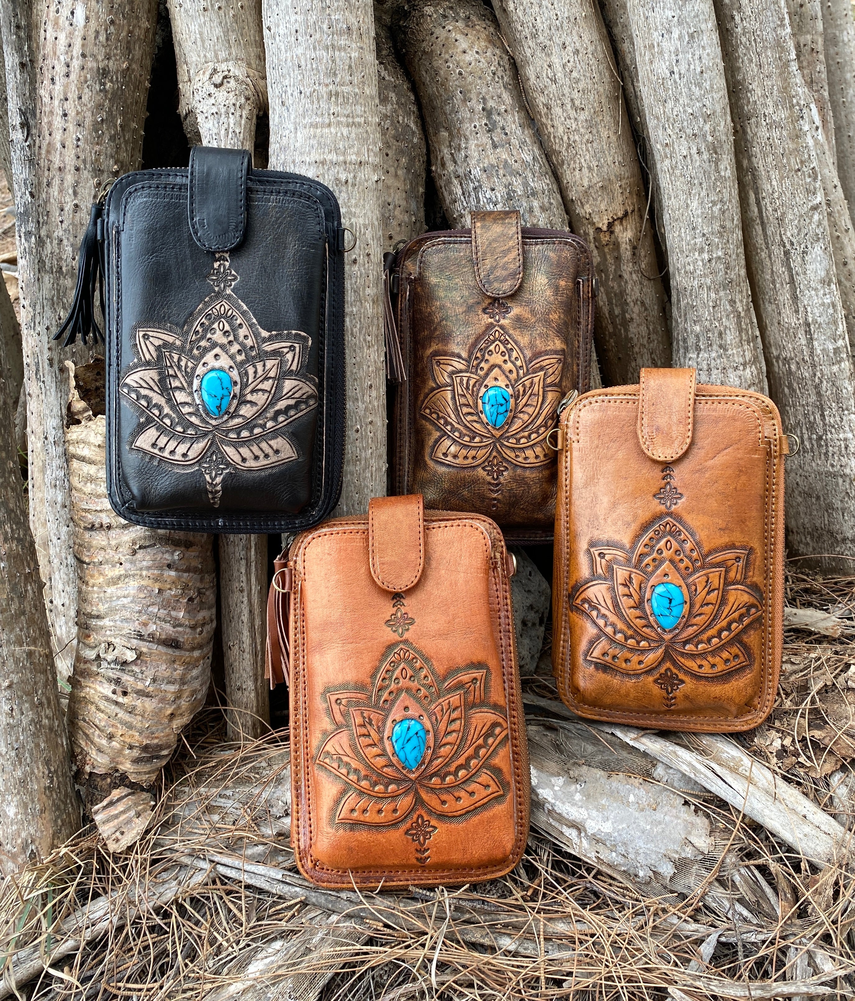 Lotus ~ Leather phone wallet