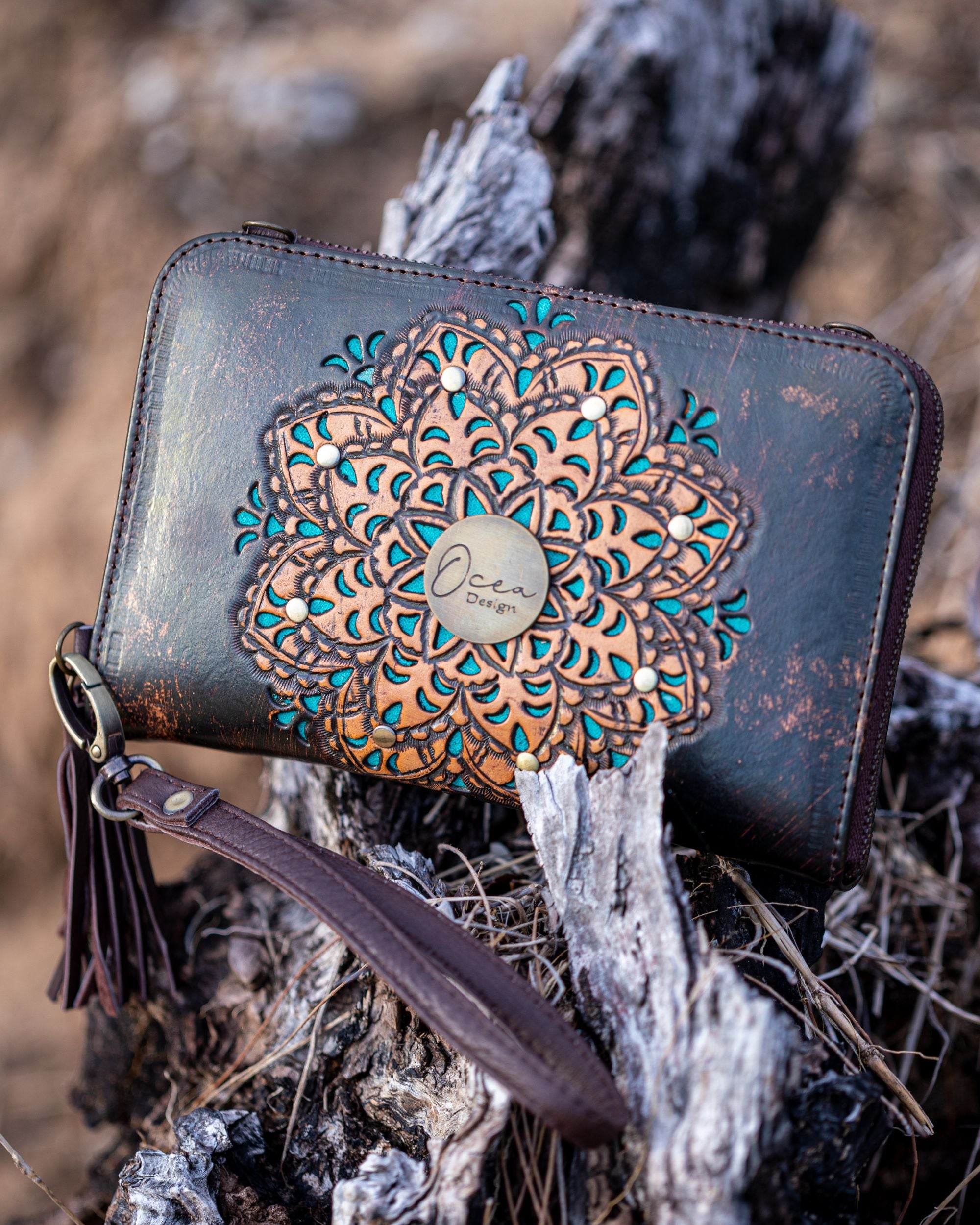 Sage Mandala Leather Wallet