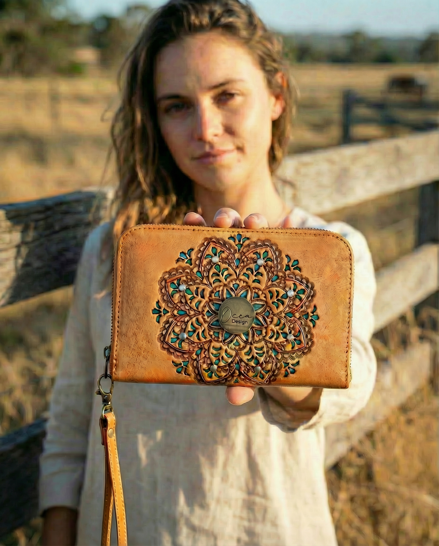 Sage Mandala Leather Wallet