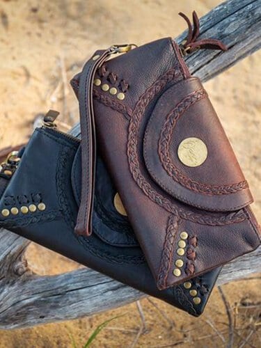 Luxe bohemian ~ Ladies Brown Leather wallet - Ocea Design