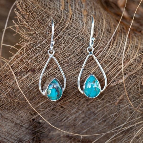 Liana turquoise teardrop earrings 4 - Ocea Design