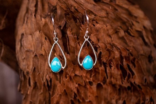 Liana turquoise teardrop earrings 3 - Ocea Design