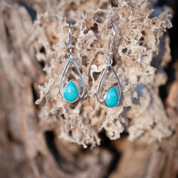 Liana turquoise teardrop earrings 2 - Ocea Design